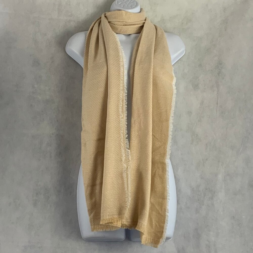 INC International Concepts Women's Two-Tone Shine Wrap Scarf, Sand Beige, OS